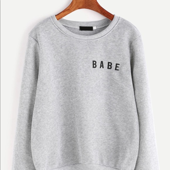 Light Grey Letter Print Sweat Shirt - Picture 2 of 3